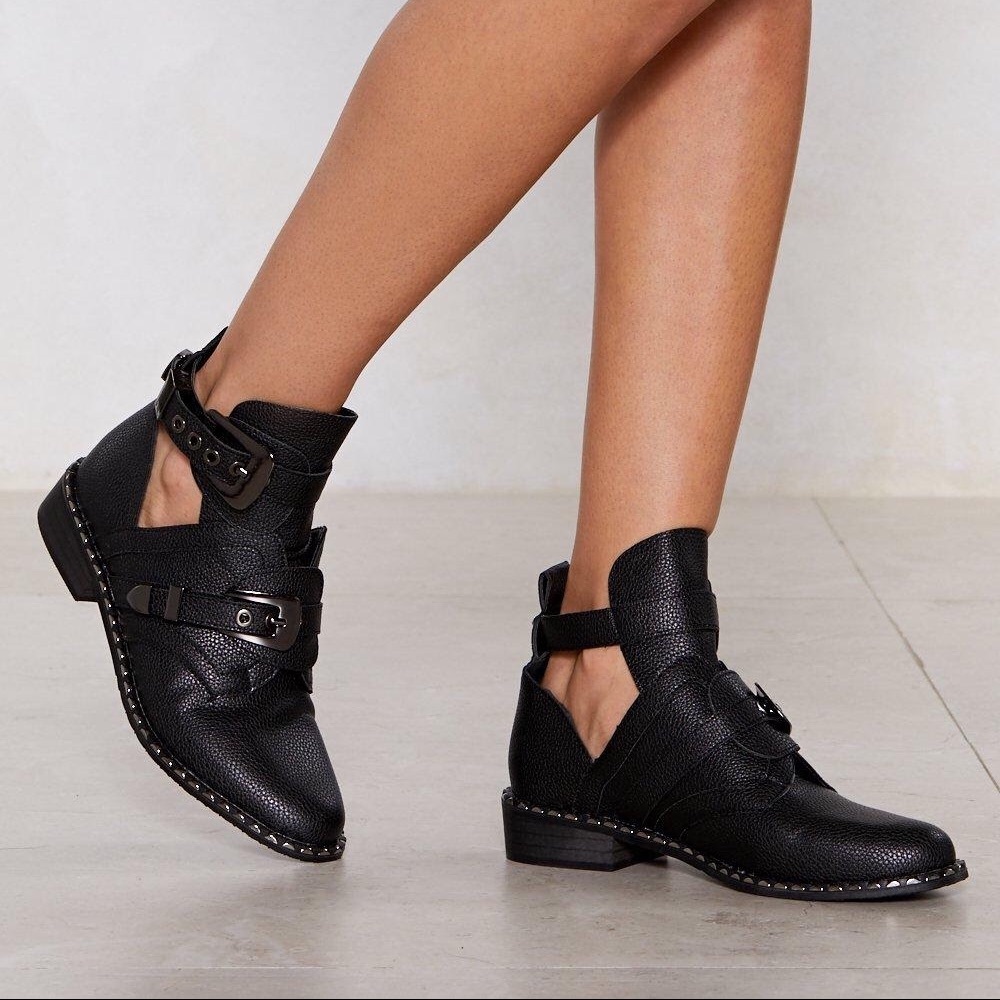 Nasty Gal Buckled Ankle Boots (Motorcycle Boots)